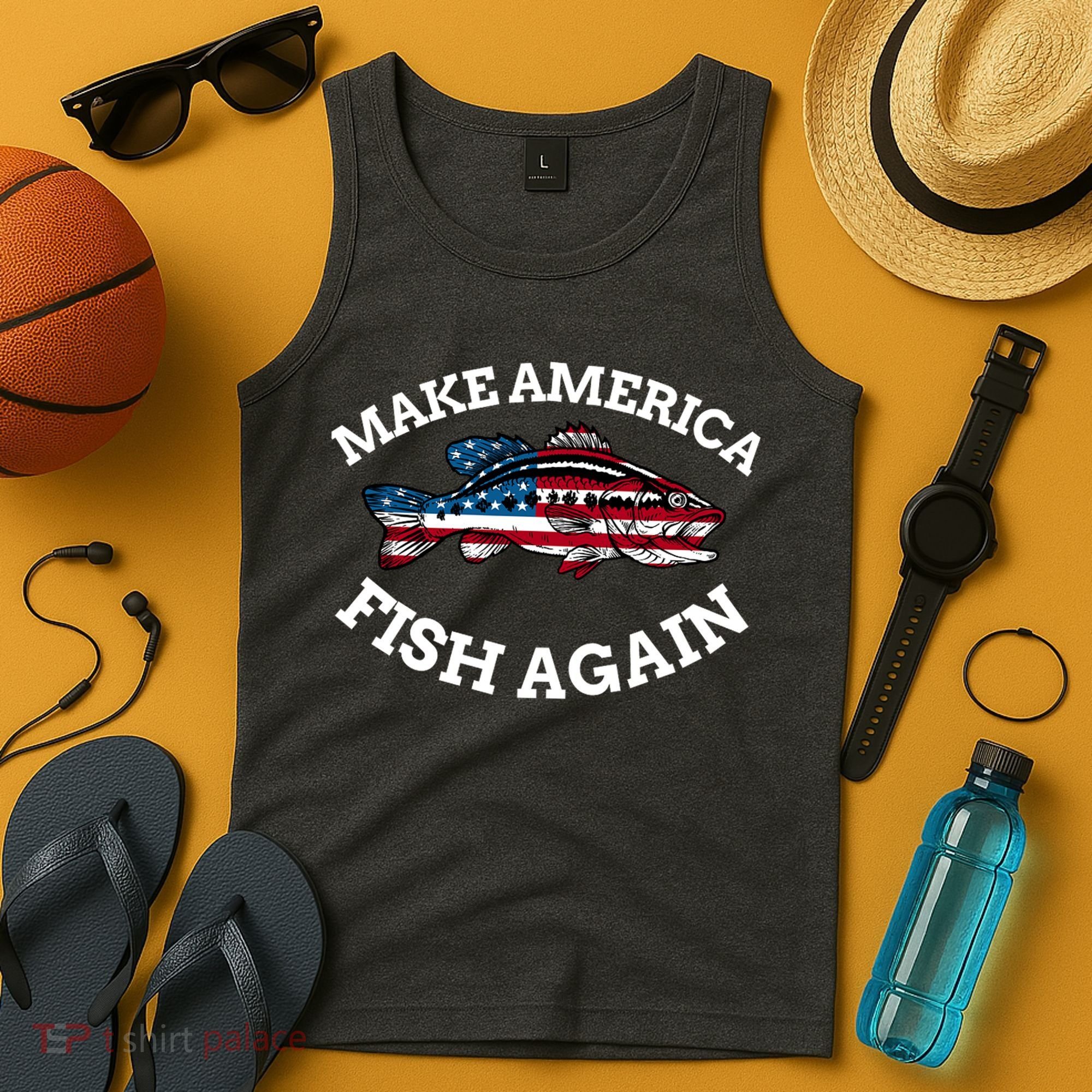 Make America Fish Again Fisherman USA Tank Top