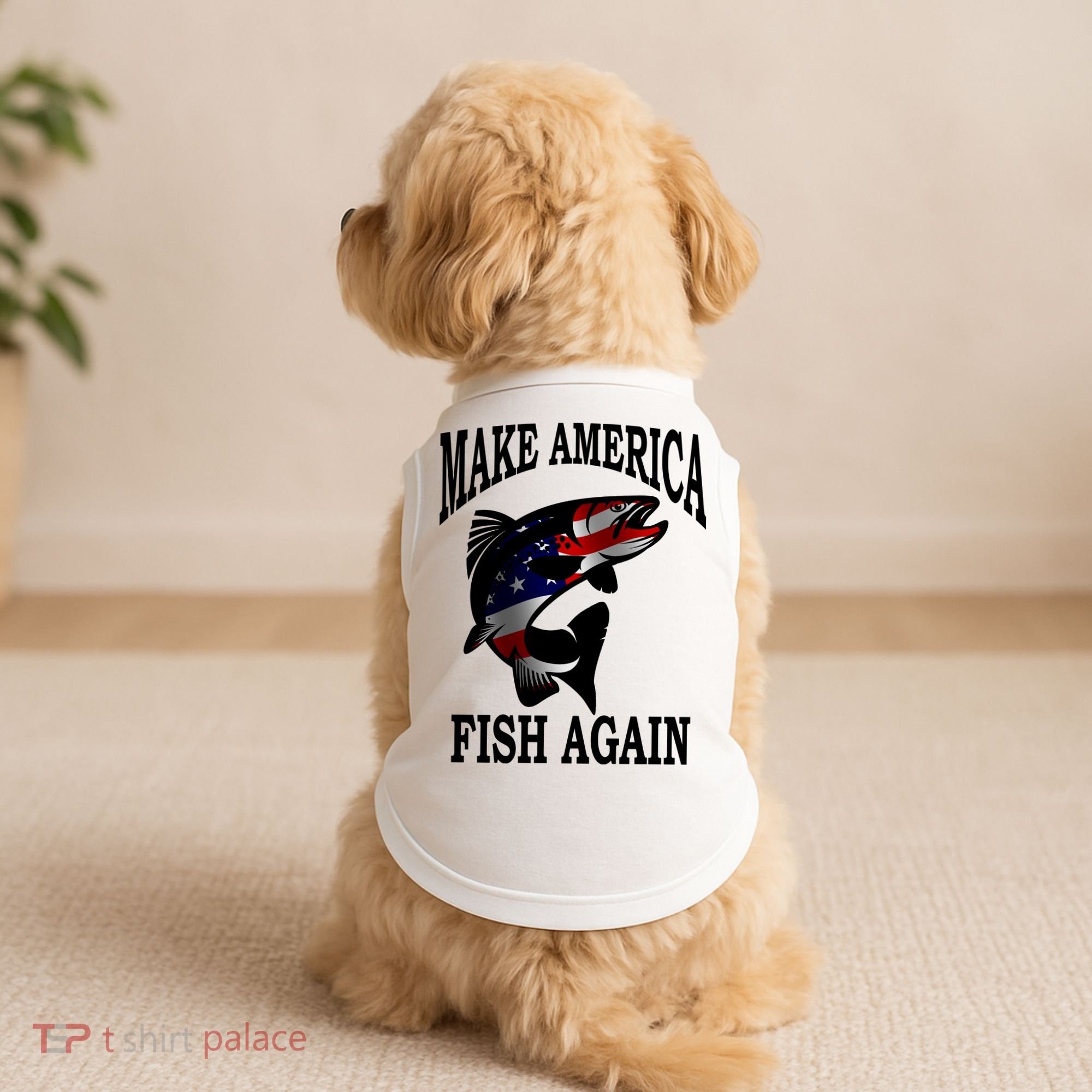 Make America Fish Again USA Fishing Gift Doggie Tank