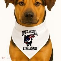 Make America Fish Again USA Fishing Gift USA-Made Doggie Bandana thumb 1