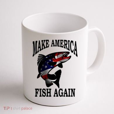 Make America Fish Again USA Fishing Gift Coffee Mug back
