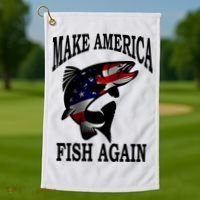 Make America Fish Again USA Fishing Gift Golf Towel thumb 1