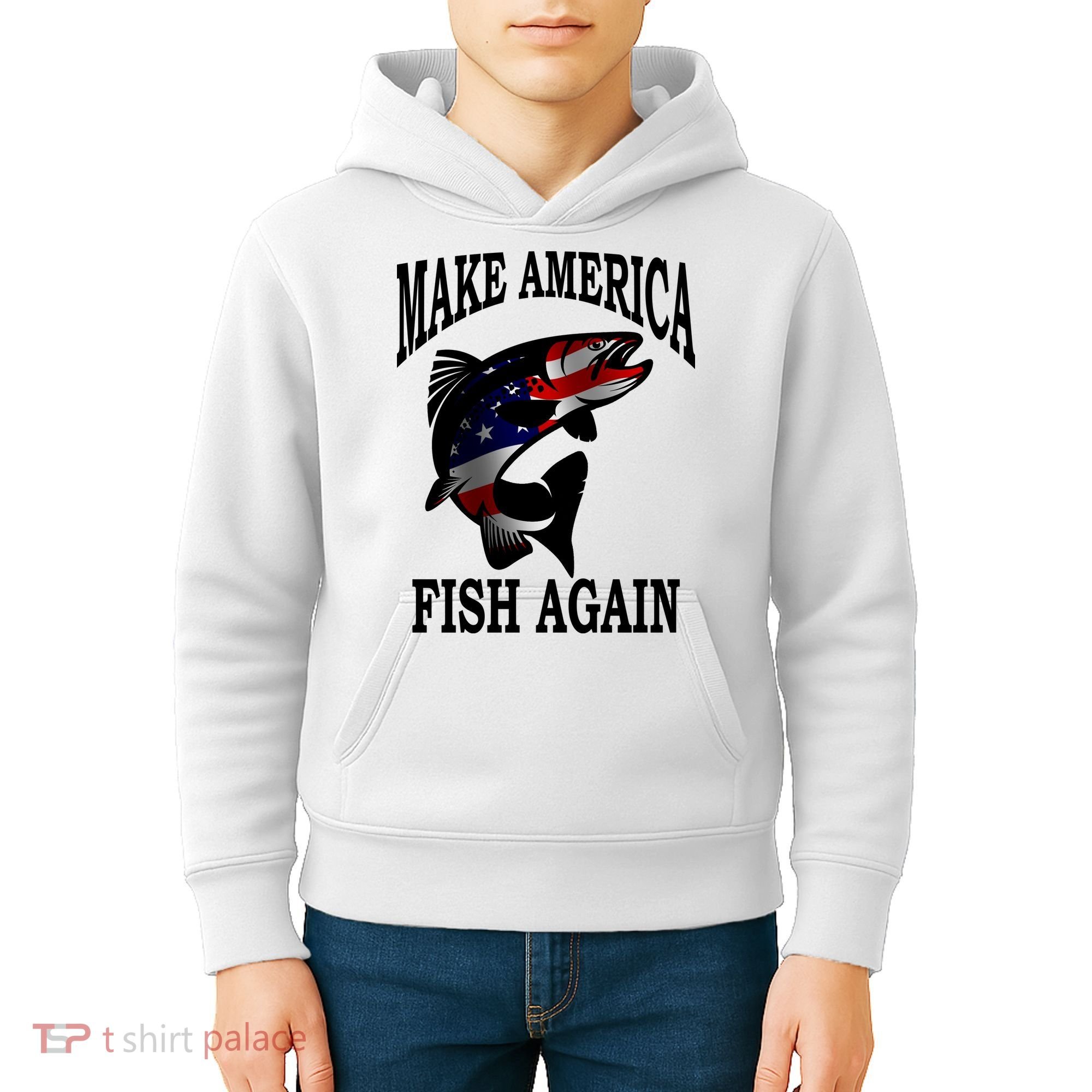 Make America Fish Again USA Fishing Gift Kids Hoodie