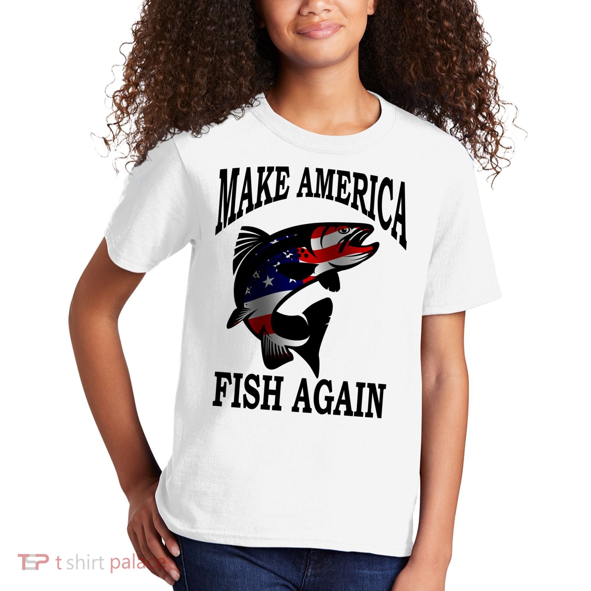 Make America Fish Again USA Fishing Gift Kids T-Shirt