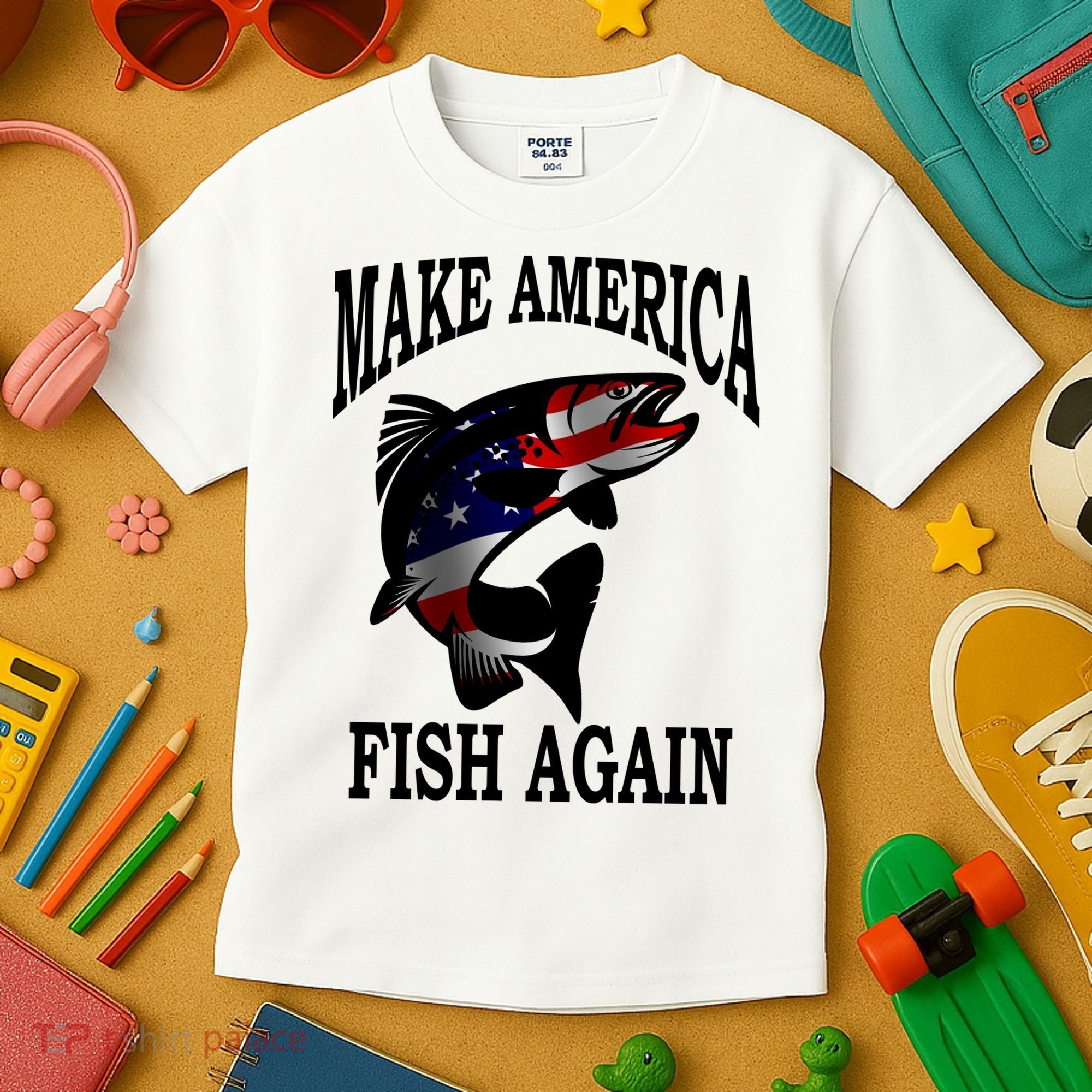 Make America Fish Again USA Fishing Gift Kids T-Shirt