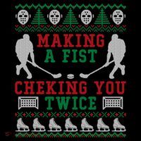 Making A Fist Checking You Twice Hockey Sport Ugly Christmas Cool Gift Coffee Mug thumb 5