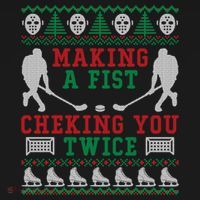 Making A Fist Checking You Twice Hockey Sport Ugly Christmas Cool Gift Ornament thumb 1