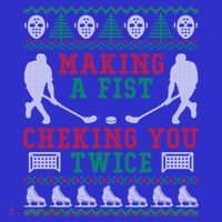 Making A Fist Checking You Twice Hockey Sport Ugly Christmas Cool Gift T-Shirt thumb 7