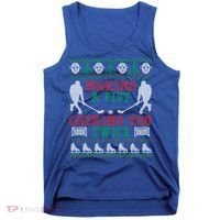 Making A Fist Checking You Twice Hockey Sport Ugly Christmas Cool Gift Tank Top thumb 0