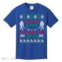 Making A Fist Checking You Twice Hockey Sport Ugly Christmas Cool Gift Kids T-Shirt thumb 0