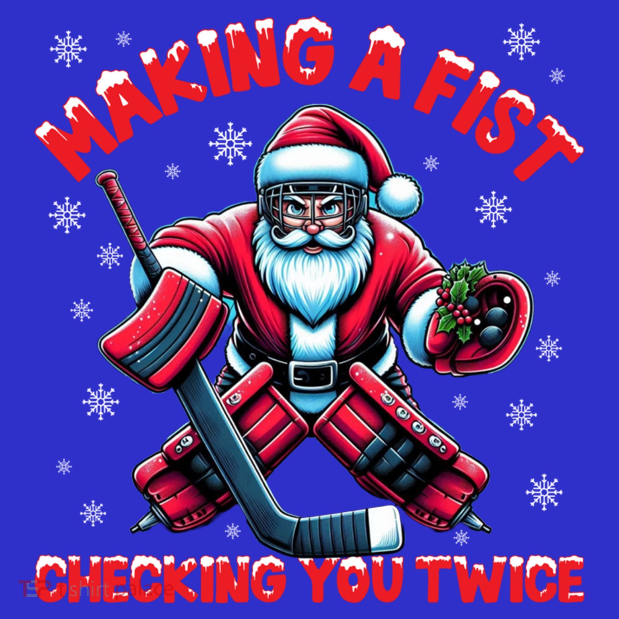 Making A Fist Checking You Twice Ice Hockey Xmas Snowflakes Cool Gift Mousepad