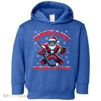 Making A Fist Checking You Twice Ice Hockey Xmas Snowflakes Cool Gift Toddler Hoodie thumb 0