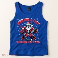 Making A Fist Checking You Twice Ice Hockey Xmas Snowflakes Cool Gift Tank Top thumb 2