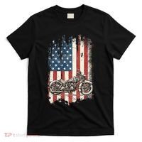 Motorcycle American Flag Distressed Vintage Biker Patriotic T-Shirt thumb 0
