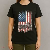 Motorcycle American Flag Distressed Vintage Biker Patriotic T-Shirt thumb 4