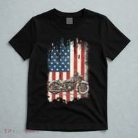 Motorcycle American Flag Distressed Vintage Biker Patriotic T-Shirt thumb 5