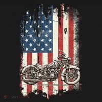 Motorcycle American Flag Distressed Vintage Biker Patriotic T-Shirt thumb 7