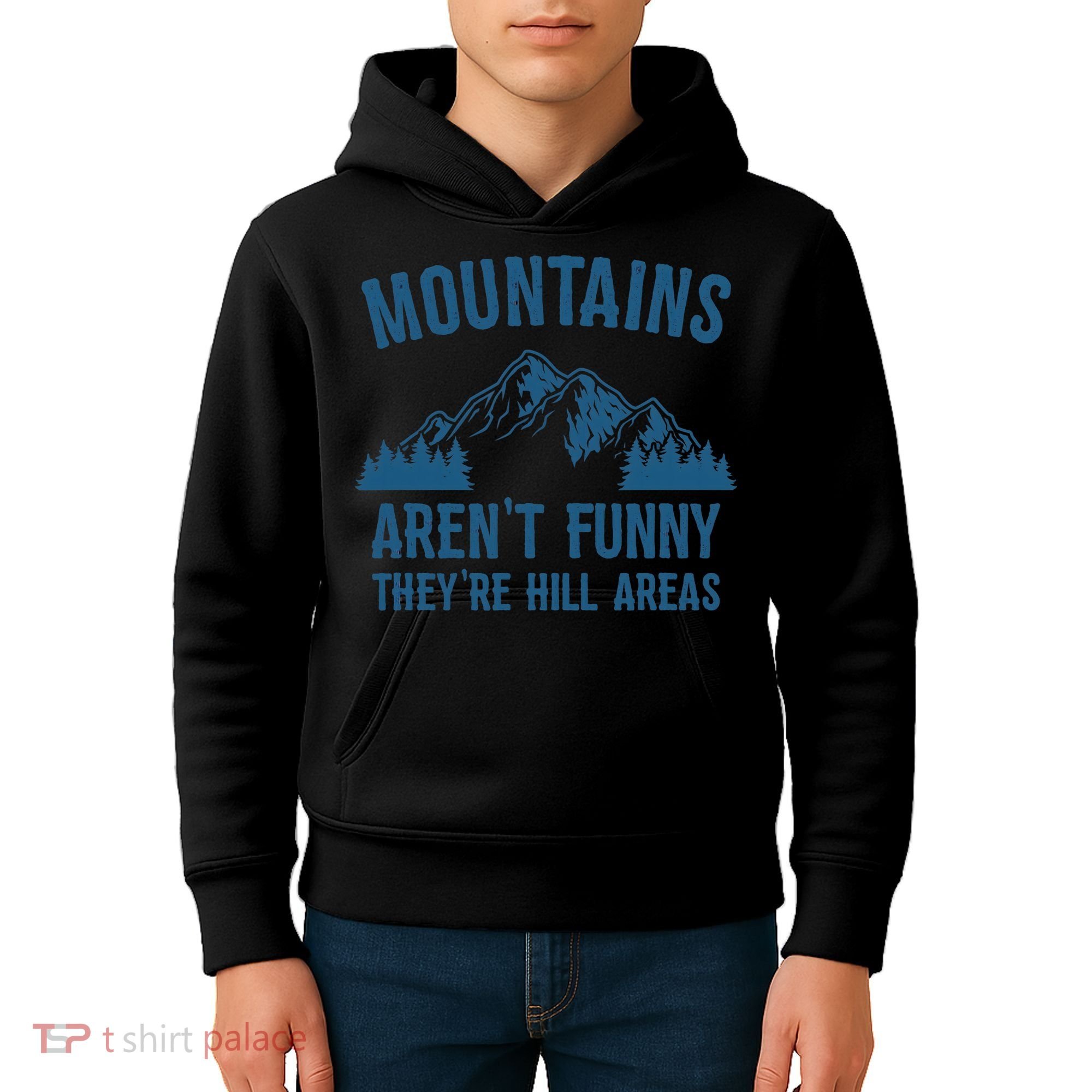 Mountains Aren't Funny They're Hill Areas Funny Hiking Pun Kids Hoodie