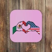 Mexican American Flag Print Heart Hands Love Mexico Usa Coaster thumb 0