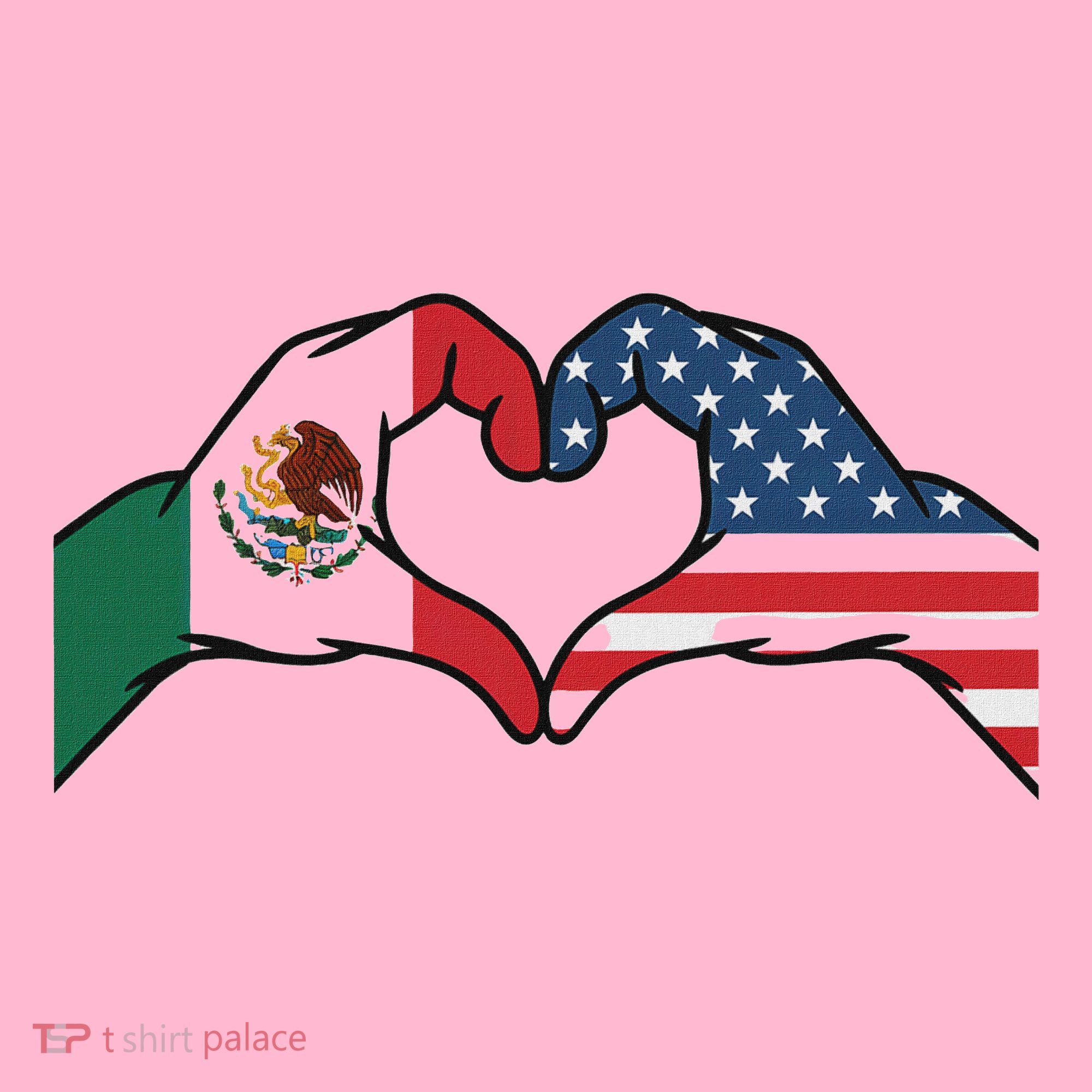 Mexican American Flag Print Heart Hands Love Mexico Usa Coaster