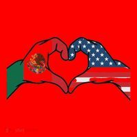 Mexican American Flag Print Heart Hands Love Mexico Usa Santa Hat thumb 1