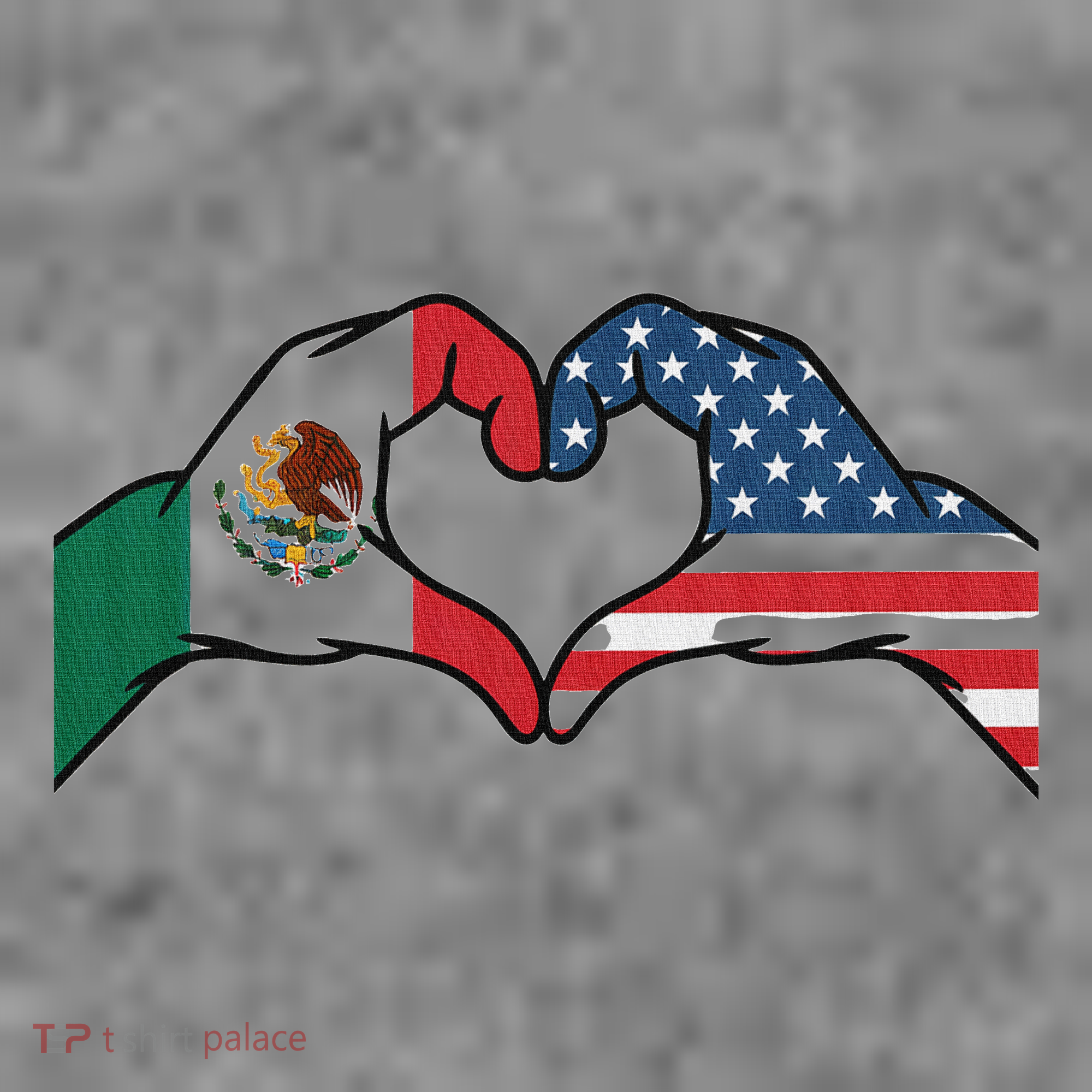 Mexican American Flag Print Heart Hands Love Mexico Usa Toddler Hoodie