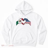 Mexican American Flag Print Heart Hands Love Mexico Usa Hoodie thumb 0