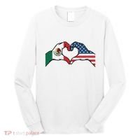 Mexican American Flag Print Heart Hands Love Mexico Usa Long Sleeve Shirt thumb 0