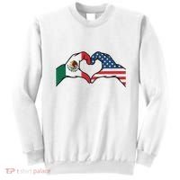 Mexican American Flag Print Heart Hands Love Mexico Usa Sweatshirt thumb 0