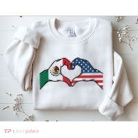 Mexican American Flag Print Heart Hands Love Mexico Usa Sweatshirt thumb 2