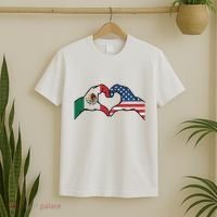 Mexican American Flag Print Heart Hands Love Mexico Usa T-Shirt thumb 2