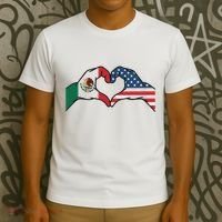 Mexican American Flag Print Heart Hands Love Mexico Usa T-Shirt thumb 3