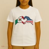 Mexican American Flag Print Heart Hands Love Mexico Usa T-Shirt thumb 4