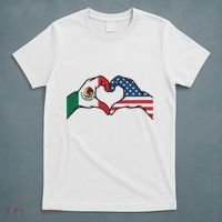 Mexican American Flag Print Heart Hands Love Mexico Usa T-Shirt thumb 5