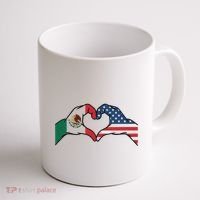 Mexican American Flag Print Heart Hands Love Mexico Usa Coffee Mug thumb 1