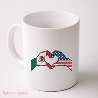 Mexican American Flag Print Heart Hands Love Mexico Usa Coffee Mug thumb 0