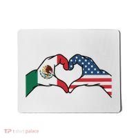 Mexican American Flag Print Heart Hands Love Mexico Usa Mousepad thumb 0