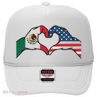 Mexican American Flag Print Heart Hands Love Mexico Usa Hat thumb 0