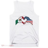 Mexican American Flag Print Heart Hands Love Mexico Usa Tank Top thumb 0