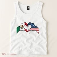 Mexican American Flag Print Heart Hands Love Mexico Usa Tank Top thumb 2