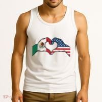 Mexican American Flag Print Heart Hands Love Mexico Usa Tank Top thumb 3