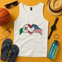 Mexican American Flag Print Heart Hands Love Mexico Usa Tank Top thumb 4
