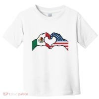 Mexican American Flag Print Heart Hands Love Mexico Usa Toddler T-Shirt thumb 0