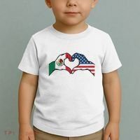 Mexican American Flag Print Heart Hands Love Mexico Usa Toddler T-Shirt thumb 2