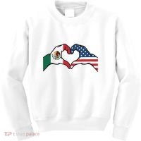 Mexican American Flag Print Heart Hands Love Mexico Usa Kids Sweatshirt thumb 0