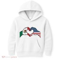 Mexican American Flag Print Heart Hands Love Mexico Usa Kids Hoodie thumb 0
