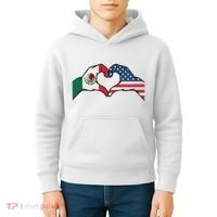 Mexican American Flag Print Heart Hands Love Mexico Usa Kids Hoodie thumb 4
