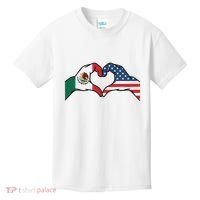 Mexican American Flag Print Heart Hands Love Mexico Usa Kids T-Shirt thumb 0