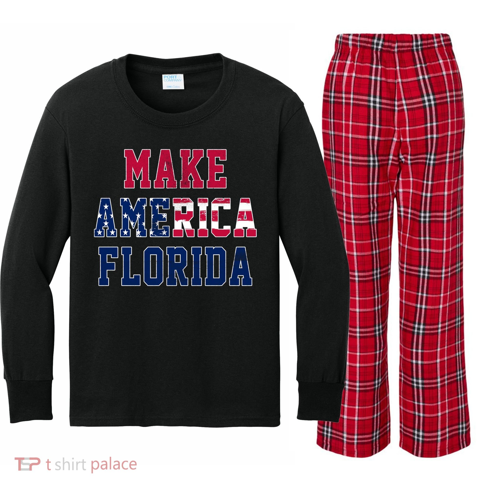 Make America Florida, Desantis 2024 Election Funny Sarcastic Kids Long Sleeve Plaid Pajama Set