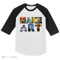 MAKE ART Funny Artist Artistic Humor Famous Paintings Kids Colorblock Raglan Jersey thumb 0