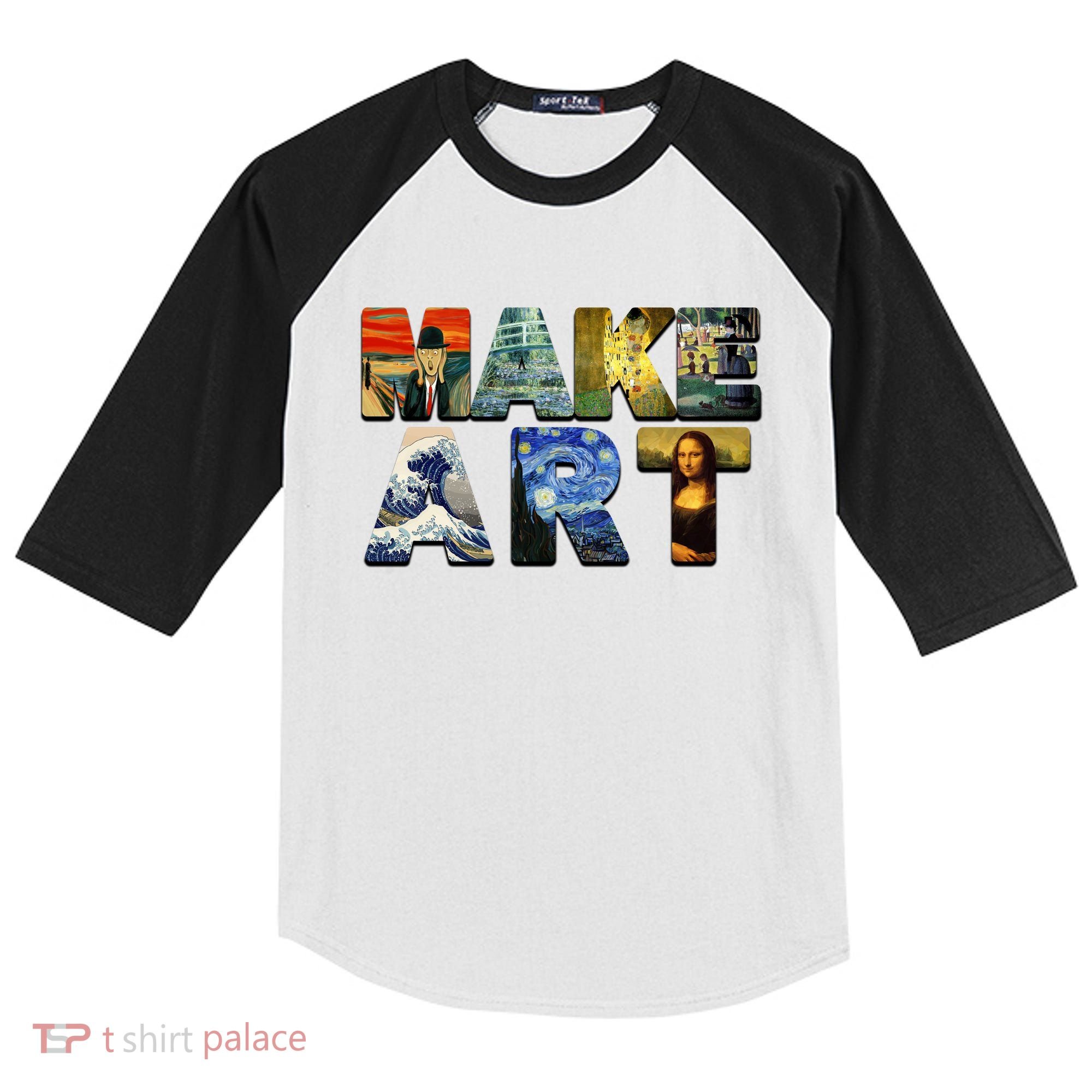 MAKE ART Funny Artist Artistic Humor Famous Paintings Kids Colorblock Raglan Jersey